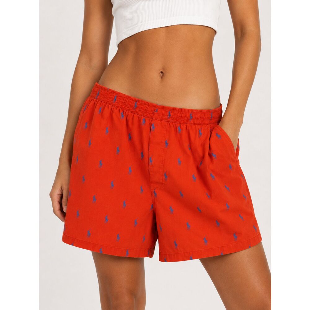Polo Ralph Lauren Orange Pony Print Boxer Women's Oversized Lounge Shorts 2XL